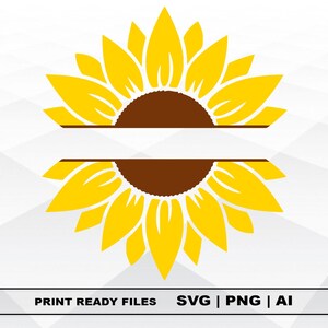 Sunflower Split Monogram SVG, Sunflower Frame SVG, Digitale Download Cricut Cut Bestanden