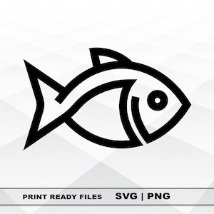 Fish icon SVG and PNG Files Clipart, Fish icon Print SVG, Digital Download Cricut Cut Files, Fish Silhouette Cut Files