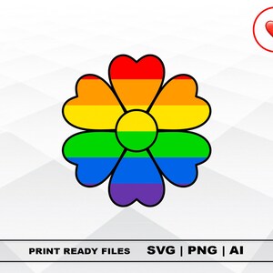 Flower LGBT Rainbow SVG Ai PNG, Bisexuel, Transsexuel, Gay Lesbian Vector Cut ou Print File Digital Télécharger Cricut Cut Files