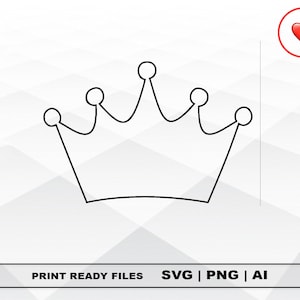 Crown SVG and PNG Files Clipart, Crown Print Ai and SVG Digital Download Cricut Cut Files Crown Silhouette Cut Files