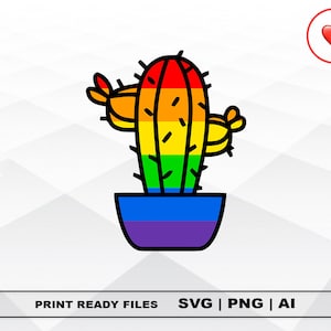 Kaktus, LGBT Regenbogen SVG Ai PNG, bisexuell, transsexuell, Gay Lesben Vektor geschnitten oder Druck Datei digitaler Download Cricut geschnitten Dateien, Silhouette