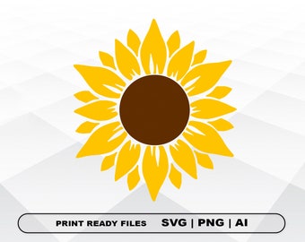 Sunflower Svg, Flower Clipart, Yellow, Svg Files Cricut, Summer clipart PNG, Files Clipart, Print Ai y Svg, Png Digital Download