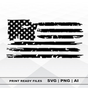 Distressed American USA Flag Svg Cut PNG Files Clipart, Flag  Print Ai and SVG Digital Download Cricut Cut Files Flag Silhouette Files