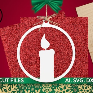Candle Christmas Ornament Laser Cut, SVG Files Glowforge, Christmas tree toy decor, Digital files, Snapmaker, Home decor