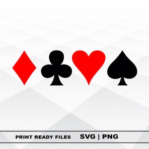 Playing cards SVG and PNG Files Clipart, Playing cards Print SVG, Digital Download Cricut Cut Files, Cards suit Silhouette Cut Files