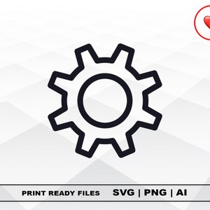 Gear SVG and PNG Files Clipart, Gear Print Ai and SVG Digital Download Cricut Cut Files Gear Silhouette Cut Files