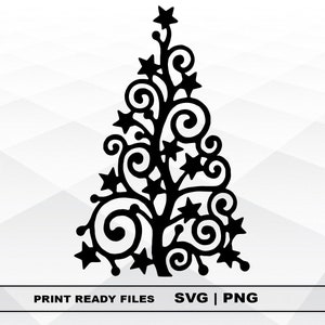 Christmas tree SVG and PNG Files Clipart, Christmas Tree Print SVG, Digital Download Cricut Cut Files, Christmas Silhouette Cut Files