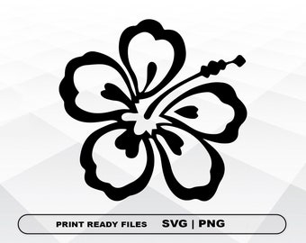 Hawaiian flower SVG and PNG Files Clipart, Flower Print SVG, Digital Download Cricut Cut Files, Hawaiian flower Silhouette Cut Files