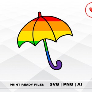 Regenschirm LGBT Regenbogen SVG Ai PNG, bisexuelle, transsexuelle, Schwule Lesben Vektor geschnitten oder Druck Datei digitaler Download Cricut geschnitten Dateien