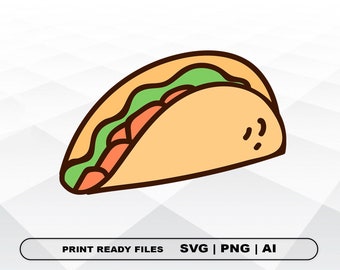 Taco SVG, imágenes prediseñadas de archivos, impresión de IA y Svg digital descargan archivos cricut cut