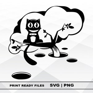 Smiling cat SVG and PNG Files Clipart, Smiling cat Print SVG, Digital Download Cricut Cut Files, Cat Silhouette Cut Files