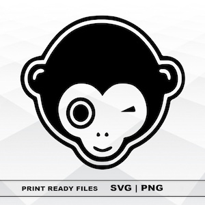 Monkey SVG and PNG Files Clipart, Monkey Print SVG, Digital Download Cricut Cut Files, Monkey Silhouette Cut Files