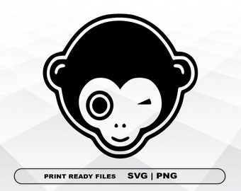 Monkey SVG and PNG Files Clipart, Monkey Print SVG, Digital Download Cricut Cut Files, Monkey Silhouette Cut Files