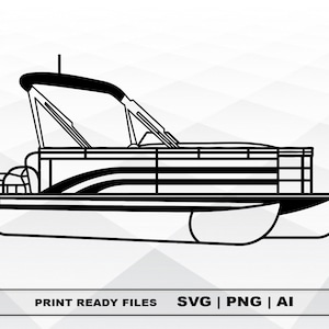 Pontoon Boat Outline SVG, Files Clipart, Print Ai and Svg Digital Download Cricut Cut Files