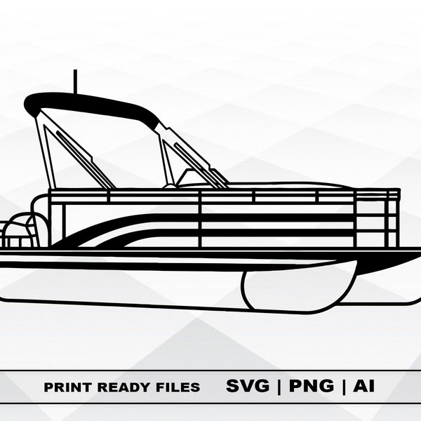 Pontoon Boat Outline SVG, Files Clipart, Print Ai and Svg Digital Download Cricut Cut Files