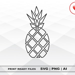 Pineapple  SVG and PNG Files Clipart, Pineapple Print Ai and SVG Digital Download Cricut Cut Files Pineapple Silhouette Cut Files
