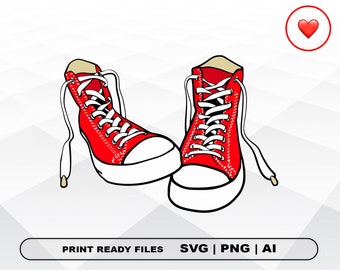 Chucks SVG et PNG Files Clipart, Sneakers Print Ai et SVG Digital Download Cricut Cut Files Urban Silhouette Cut Files