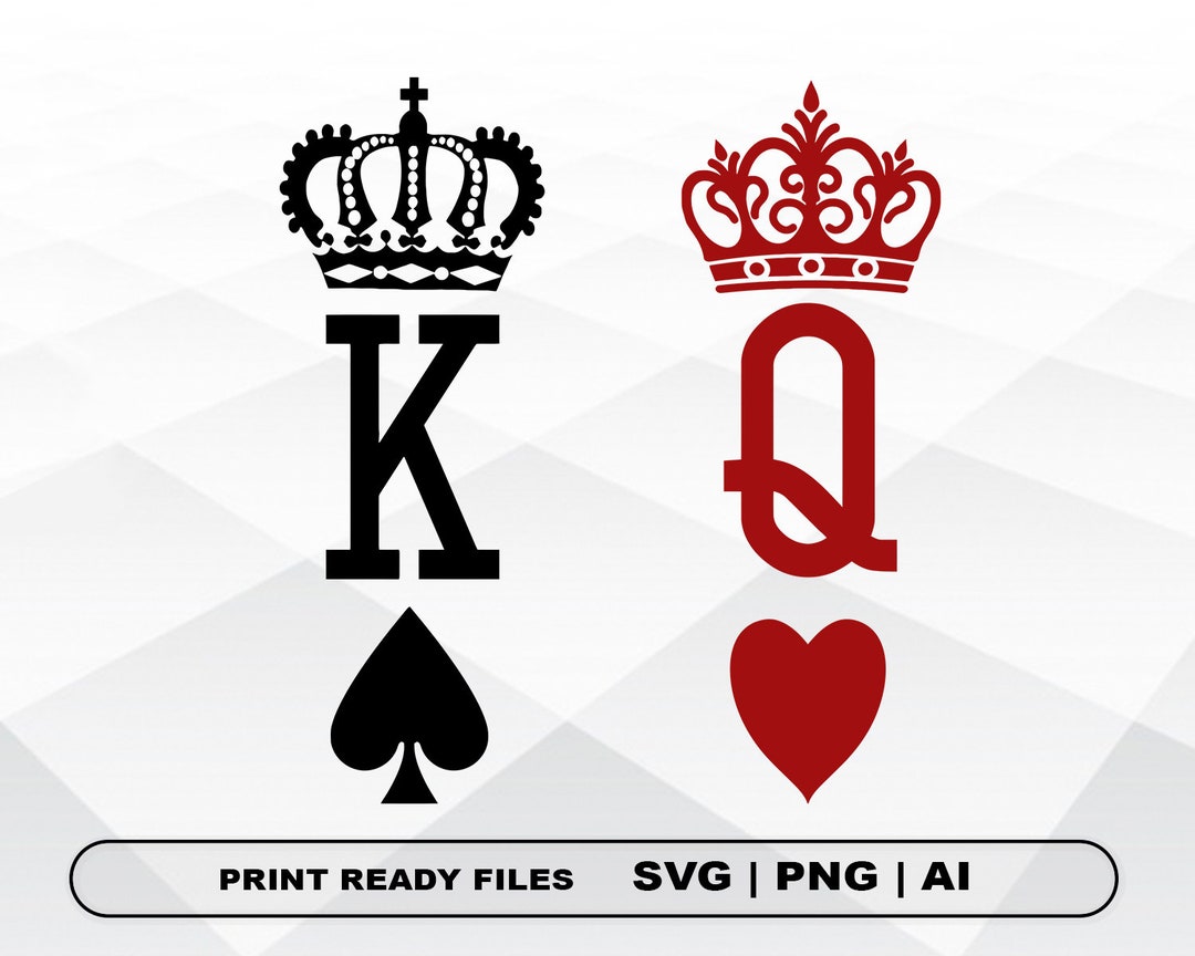 King and Queen SVG Playing Cards King of Spades Queen of Etsy Canada