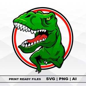 Tyrannosaurus Rex Dinosaur SVG, Jurassic Fear, Reptile Animal, Files Clipart, Print Ai and Svg, Png Digital Download Cricut Cut Files