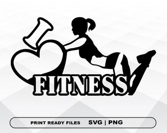 Jag älskar fitness SVG- och PNG-filer Clipart, fitness Print SVG, digital nedladdning Cricut Cut-filer, fitness sport Silhouette Cut-filer