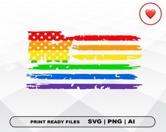 Regenbogen beunruhigt amerikanische Flagge Svg, Png, Jpg, Regenbogen-Flagge Svg, stolz Svg, LGBTQ Flagge Svg, LGBT-Flagge Svg, stolz, Silhouette, Cricut-Datei