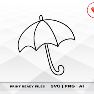 Umbrella SVG and PNG Files Clipart, Umbrella Print Ai and SVG Digital Download Cricut Cut Files Umbrella Silhouette Cut Files