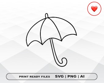 Umbrella SVG and PNG Files Clipart, Umbrella Print Ai and SVG Digital Download Cricut Cut Files Umbrella Silhouette Cut Files