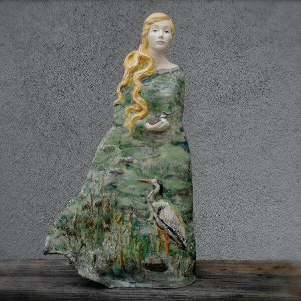 Ceramic figure, sculpture  "Wild River" ,  handmade