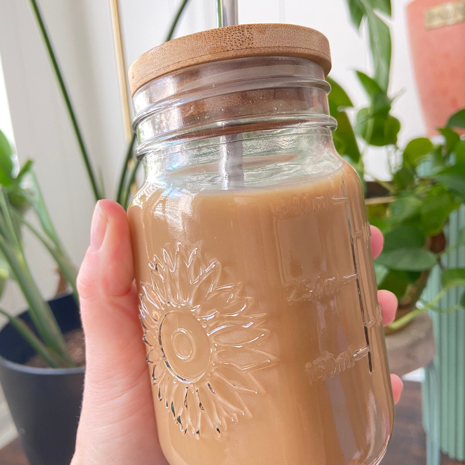 Sunflower Mason Jar Coffee Cup 16 Oz Glass Coffee Cup Iced Etsy