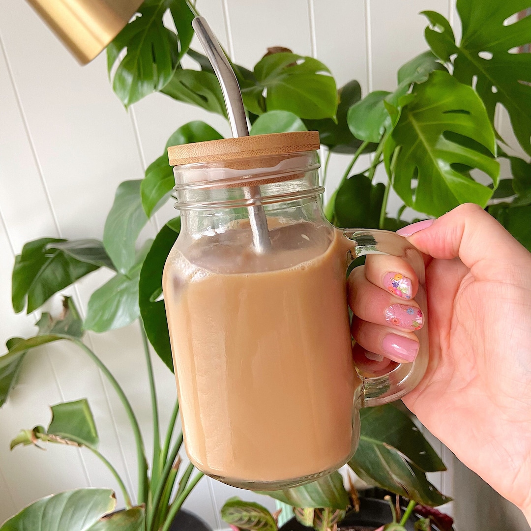 Mason Jar Iced Coffee Cup Glass Coffee Cup Iced Coffee Glass Smoothie