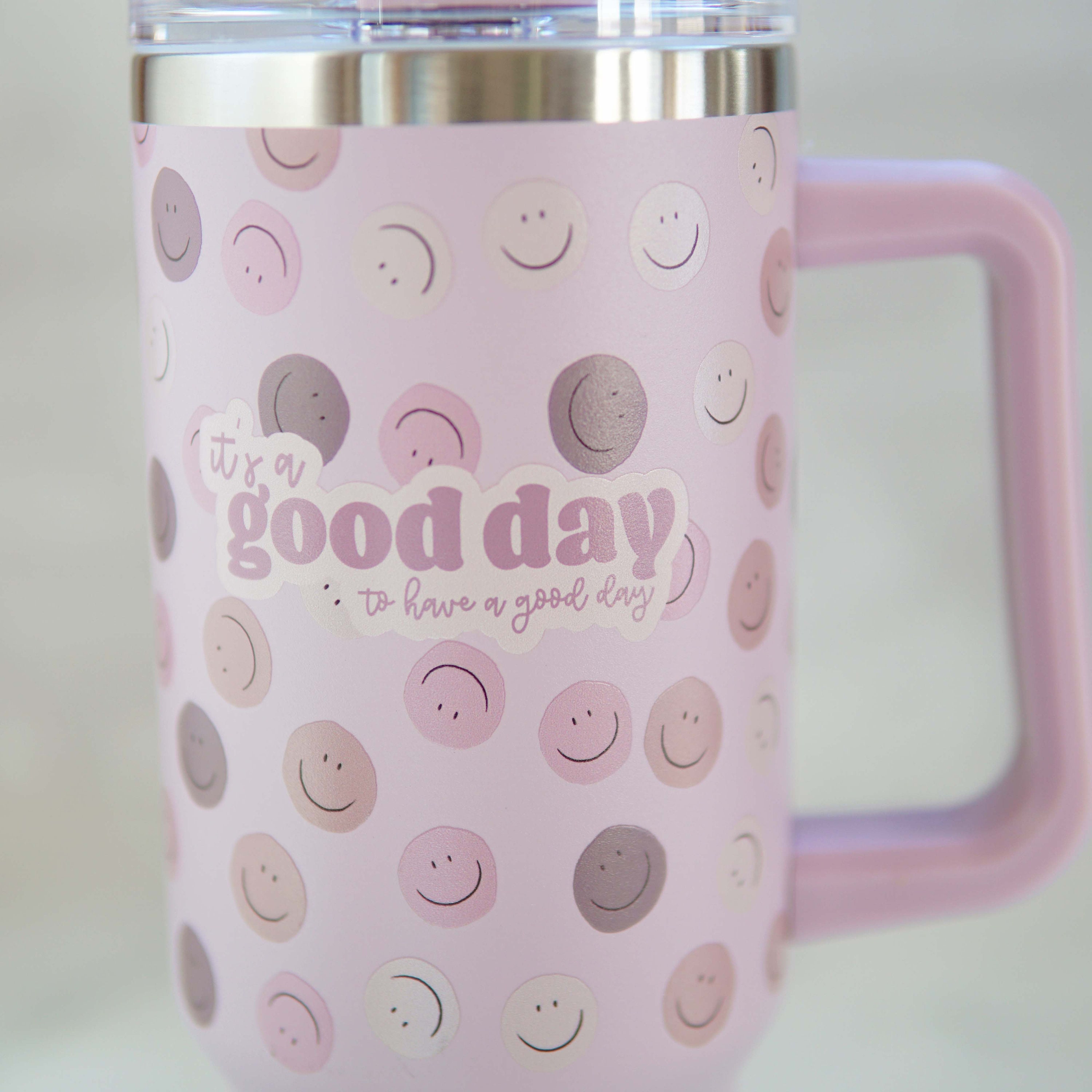 Pastel Happy Face Tumbler Cup with Handle