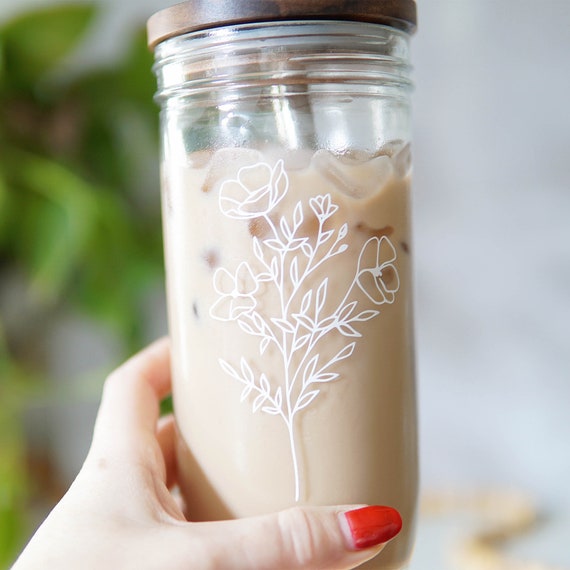 Good Day Happy Face Mason Jar Iced Coffee Cup Glass Coffee Cup Iced Coffee  Glass Smoothie Cup Boba Cup Set Bubble Tea Cup -  Israel