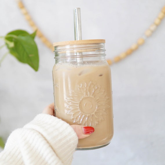 Good Day Happy Face Mason Jar Iced Coffee Cup Glass Coffee -  Denmark