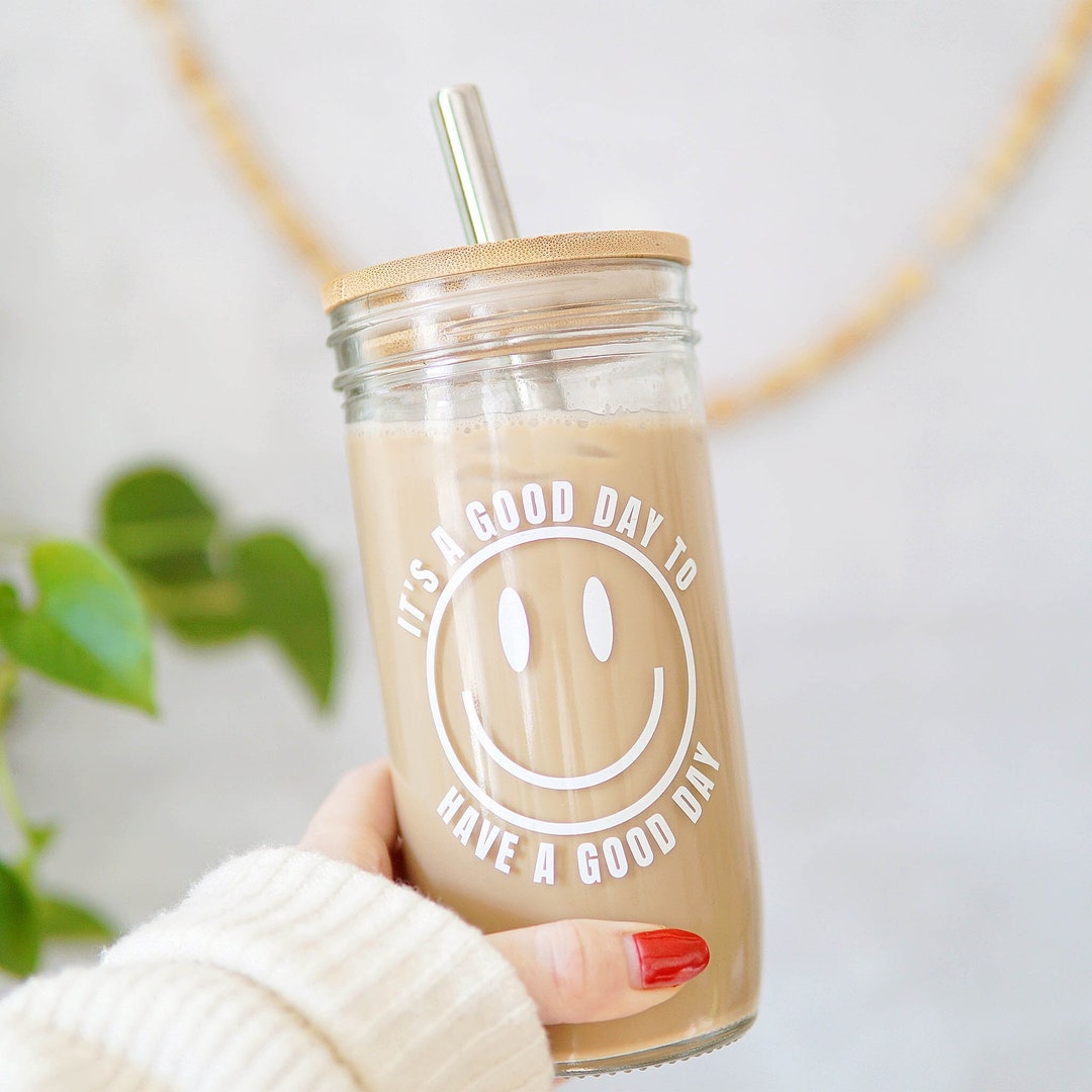 Cold Brew Coffee Cup, Cute Iced Coffee Cup, Iced Coffee 20oz Cup, Tall  Glass Cup, Glass Cup With Lid and Straw, Coffee Lover Cup, Pink Cups 