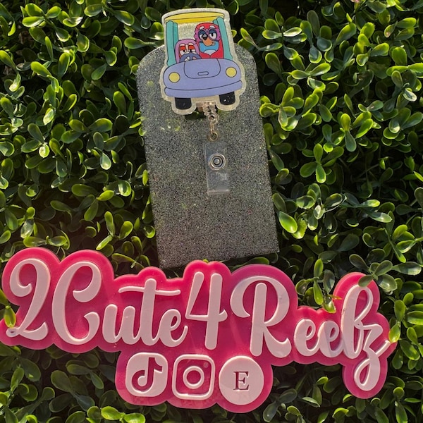 Bingo and Bluey Retractable Badge Reel,Nurse,Humor,Office,Glitter,Medical,ID Holder,Acrylic Badge Reel,Teacher,Cute,Receptionist