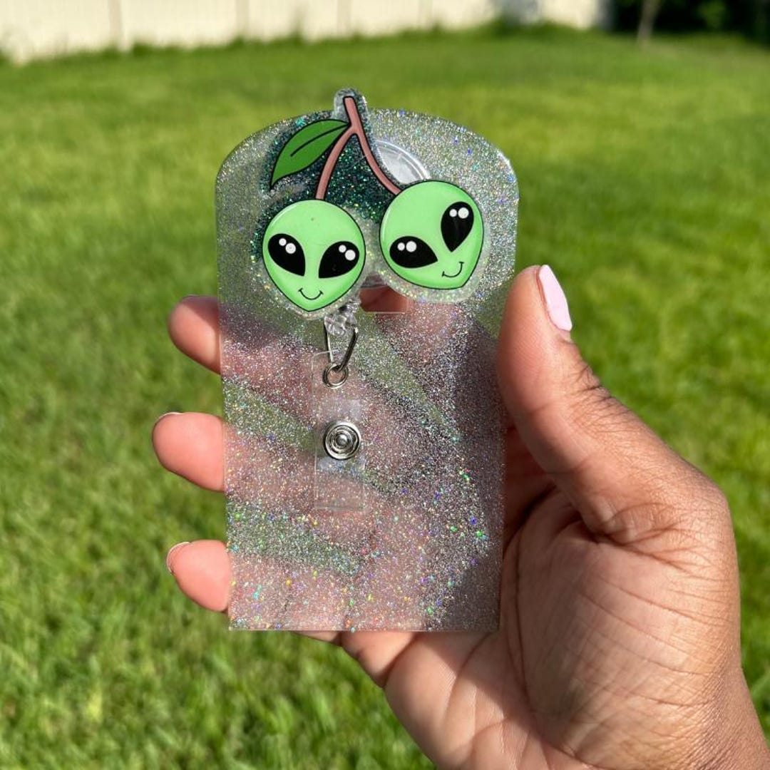 Cherry Alien Retractable Badge Reel,nurse,glitter Acrylic,medical,id ...
