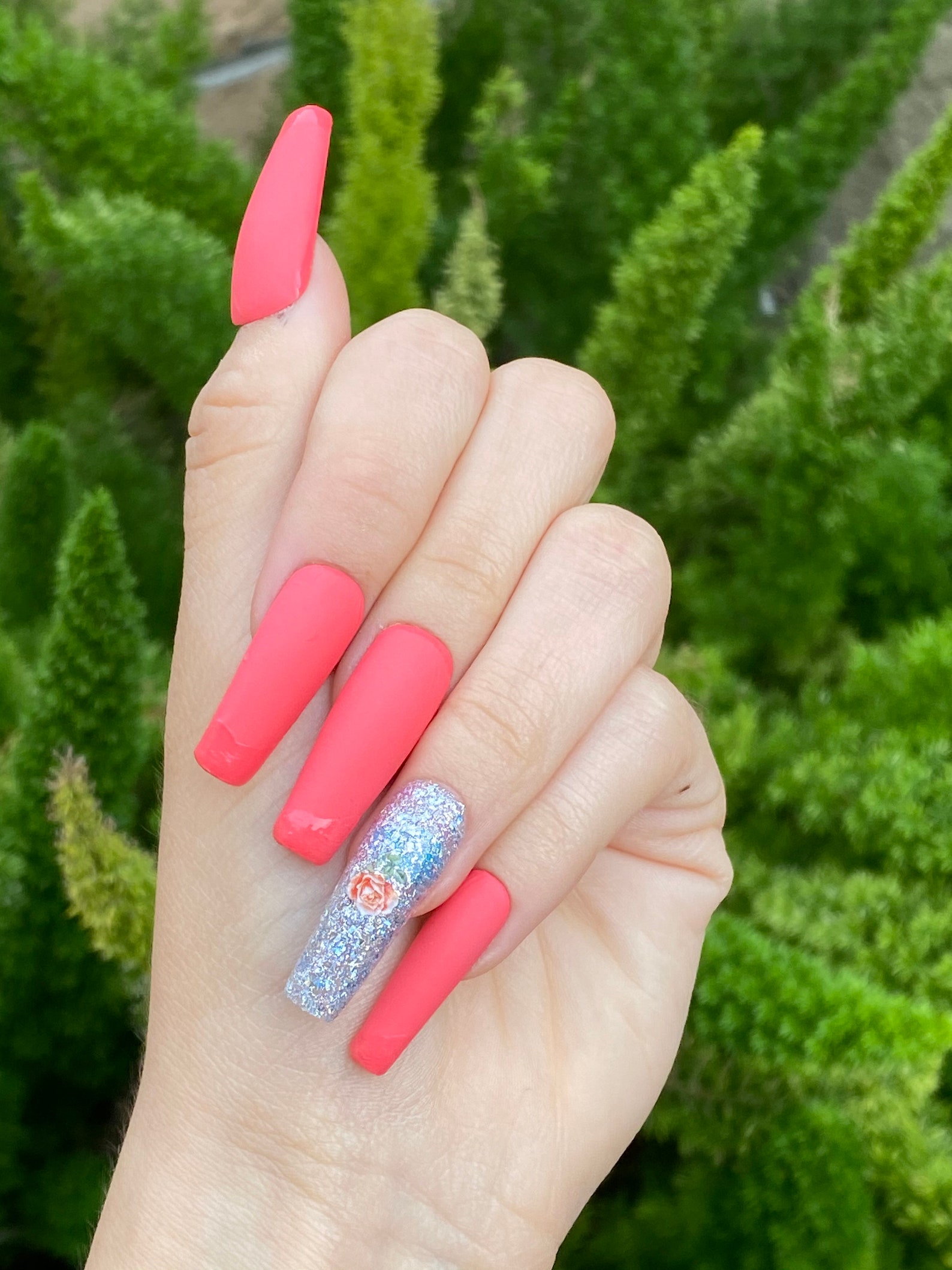 Pink glossy/matte nails | Etsy