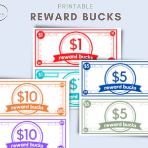 Kids Reward, Reward bucks, reward dollars, reward money, , Printables, Printable PDF, Reward, Kids, Reward System, cash, kids play money