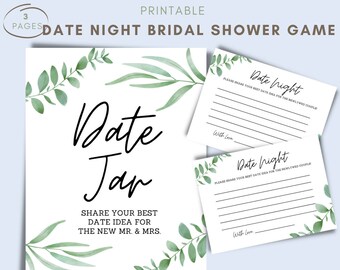 Date Night Bridal Shower Game, Printable, PDF, Bridal Shower, Date Cards, Date Ideas, Bridal Shower Game, Games, Wedding, Mr.& Mrs.