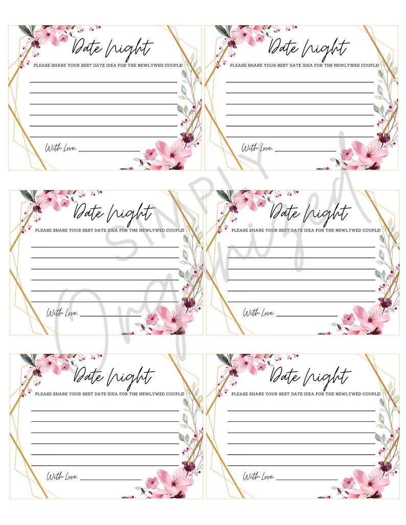 Date Night Bridal Shower Game Printable PDF Bridal Shower - Etsy