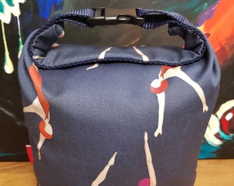 Verstellbare Wetbag/Schwimmtasche/Lunchbag/Kulturbeutel groß mit Griff, robust & flexibel, Snacktüte, Fahrrad Picknick Wachstuch Tasche, öko