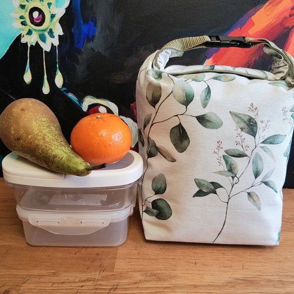 Lieblings Rolltop Lunchbag mit Griff, lebensmittelecht, abwaschbar, Brot und Kulturbeutel, Lenkertasche, Picknick, Wachstuch Tasche, öko tex