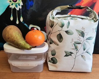 Lieblings Rolltop Lunchbag mit Griff, lebensmittelecht, abwaschbar, Brot und Kulturbeutel, Lenkertasche, Picknick, Wachstuch Tasche, öko tex