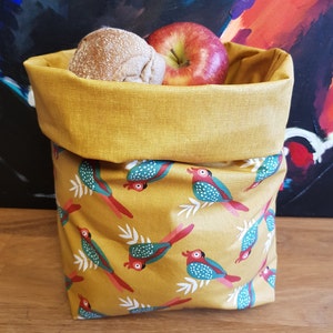 Frühlings Lunchbag XL verstellbar mit Roll Down Griff, lebensmittelecht, abwaschbar, Kulturbeutel, Fahrrad Picknick Wachstuch Tasche, ökotex Bild 3