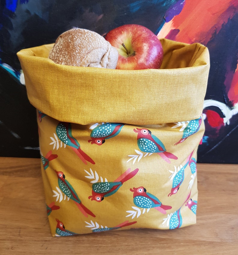 Frühlings Lunchbag XL verstellbar mit Roll Down Griff, lebensmittelecht, abwaschbar, Kulturbeutel, Fahrrad Picknick Wachstuch Tasche, ökotex Bild 3