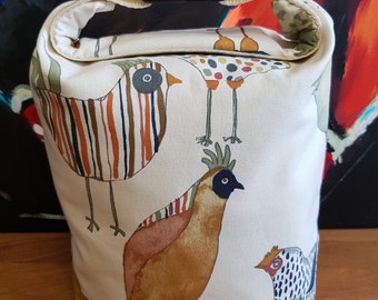 Küchenfee Lunchbag groß mit Griff, öko tex, Hühner, Wetbag, lebensmittelecht, Snack bag, Picknick, Kulturbeutel, Wachstuch Tasche ökotex