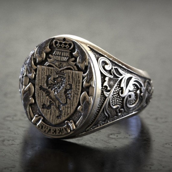 Mens Lion Knight Signet Ring Sterling Silver Oxidized Ring - Etsy