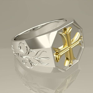 Templar signet ring 925 sterling silver ring signet ring for image 1