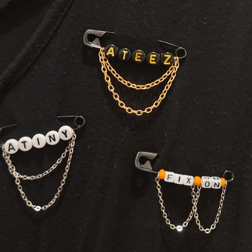 Ateez Inspired Safety Pins With Chains Etsy