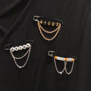 Ateez Inspired Safety Pins with Chains